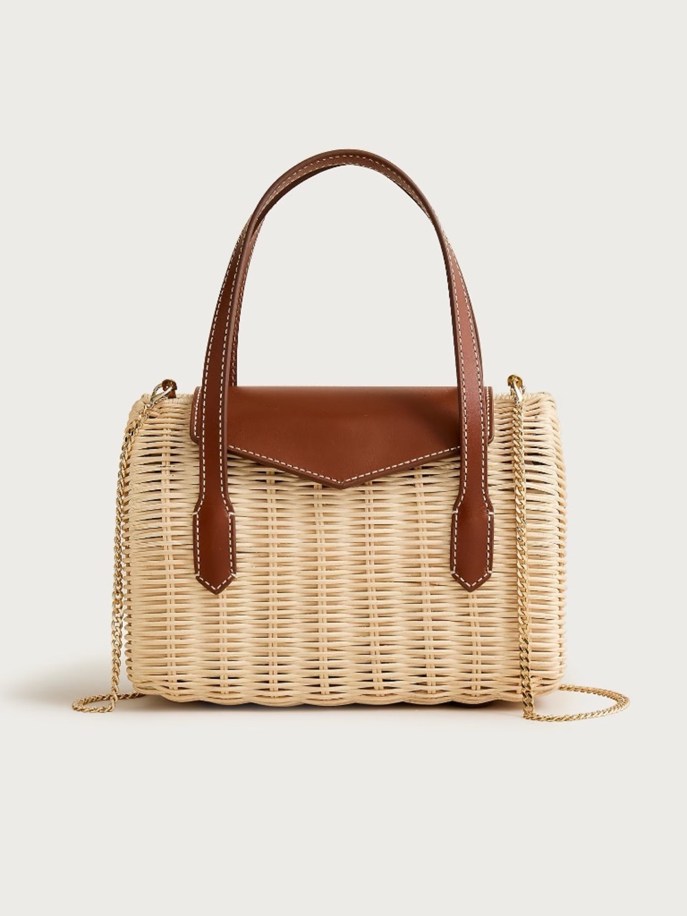J-Crew Small Rattan Top-Handle Bag, NWT